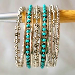 Silver and Blue Bangles